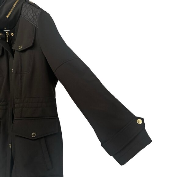 Michael Michael Kors Jacket Size XL Black Full Hidden Zipper Button Quilted Coat - Picture 4 of 14